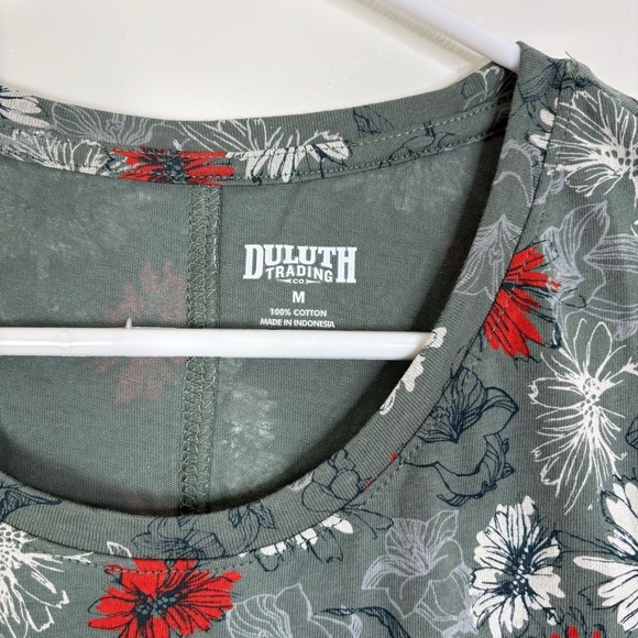 Duluth Trading Floral Print Green T-Shirt Medium - Picture 3 of 7